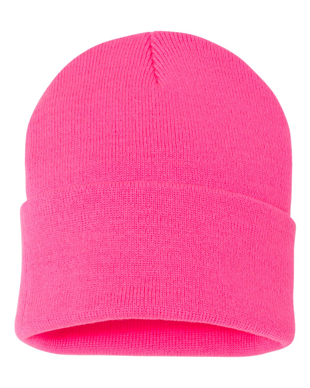 Acrylic cuffed toque in neon pink