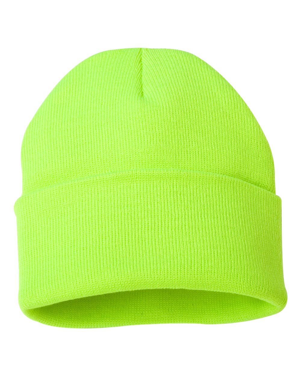 Acrylic cuffed toque in safety yellow